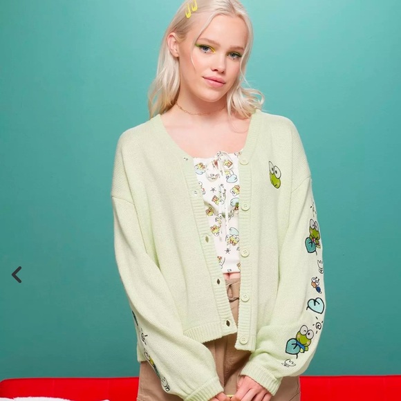 Keroppi Embroidered Skimmer Cardigan Size Small - Picture 2 of 15